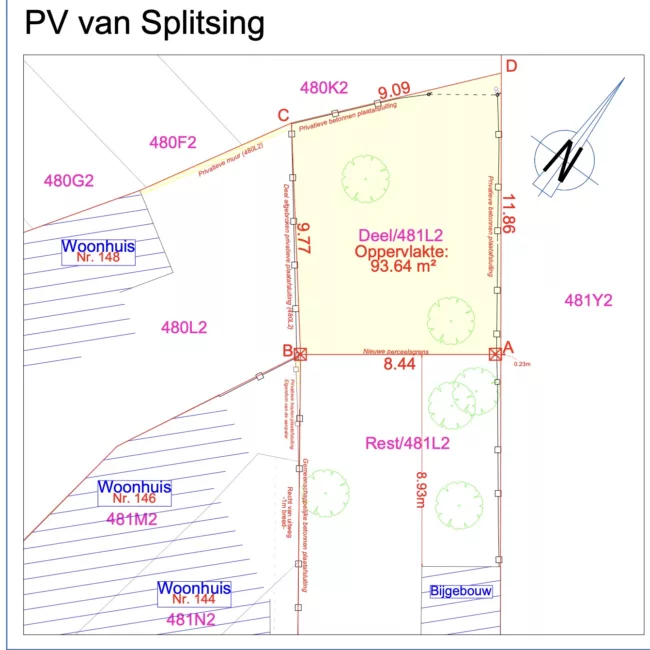 splitsingsplan precad pv van splitsing pv van afbakening verdeling perceel